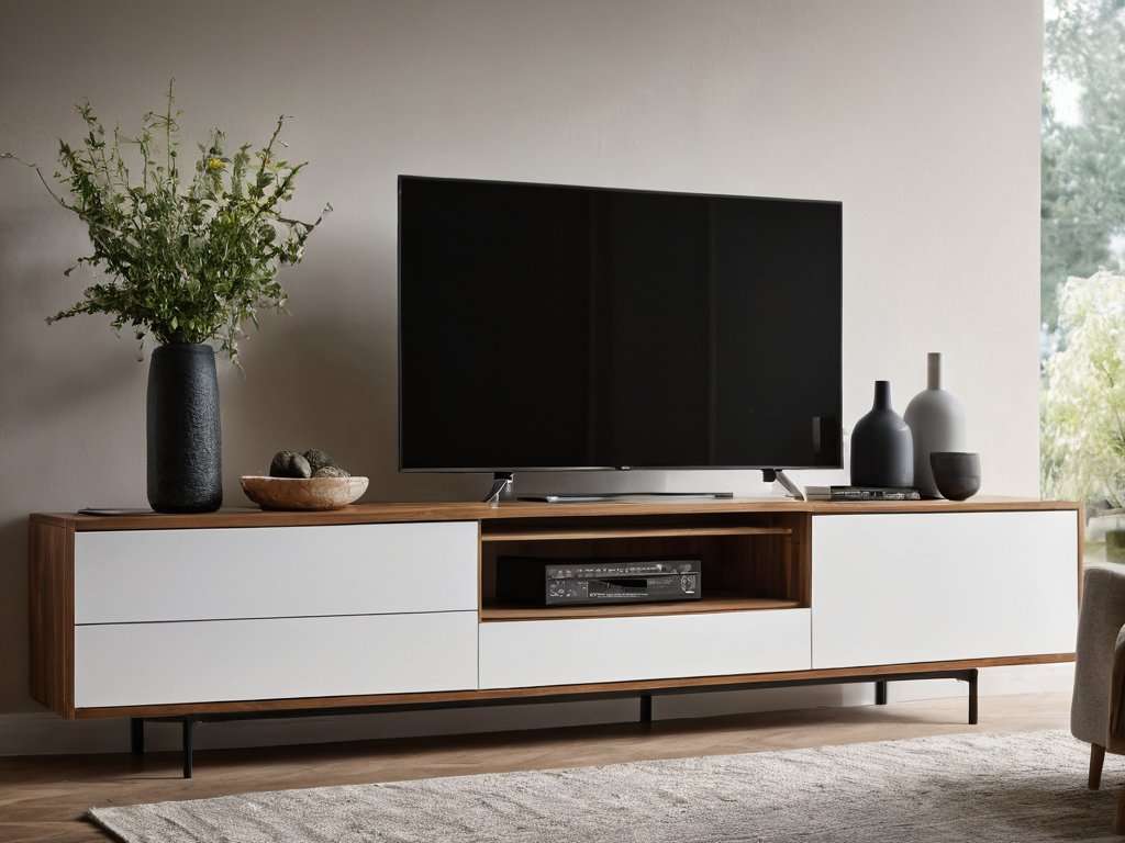 TV-Lowboard Eiche/weiß